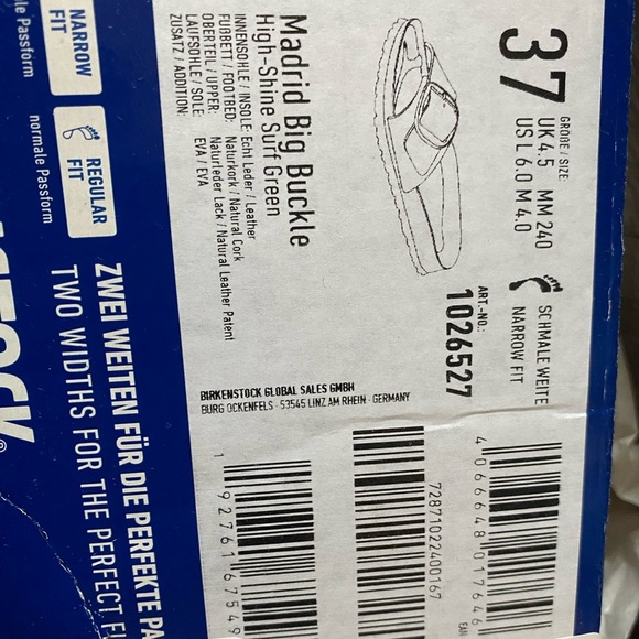 Birkenstock Women's Madrid Big Buckle Leather PatentShine Surf Green size 6 EU37 - Picture 5 of 5